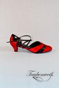 Lateinschuh TW0053LA - Damen Latein Tanzschuh Tango schwarz rot Kreuzristriemchen 1