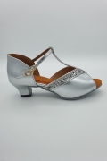 Lateinschuh TW0060LA - Damen Latein Tanzschuh Salsa elegant silber Glitter T-Steg 1