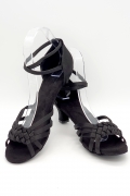 Tanzschuhe D0016LA - Damen Latein Tanzschuhe Riemchen Sandalette elegant Salsa schwarz Satin 4