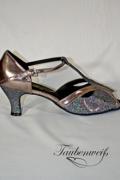 Lateinschuh TW0009LA - Damen Latein Tanzschuh kleine Zehenöffnung Bicolor Optik 1