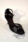 Lateinschuh TW0014LA - Damen Latein Tanzschuh Sandalette Satin schwarz Riemchen Salsa 2