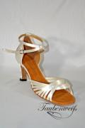 Lateinschuh TW0018LA - Damen Latein Tanzschuh Sandalette Satin weiß Salsa Riemchen 2