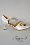 Lateinschuh TW0019LA - Damen Tanzschuh Pumps Tango geschlossen weiß Fersenriemchen 1