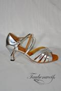 Lateinschuh TW0023LA - Damen Latein Tanzschuh Salsa silber Kreuzristriemchen 1