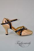 Lateinschuh TW0026LA - Damen Latein Tanzschuh Pumps Tango Hautfarbe schwarz Fersenriemchen 1