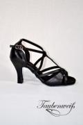 Lateinschuh TW0027LA - Damen Latein Tanzschuh zehenoffen elegant T-Steg schwarz Riemchen 1