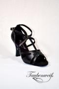 Lateinschuh TW0027LA - Damen Latein Tanzschuh zehenoffen elegant T-Steg schwarz Riemchen 2