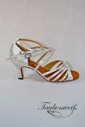 Lateinschuh TW0041LA - Damen Latein Tanzschuh Salsa Satin weiß zwei Fersenriemchen 1