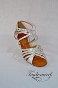 Lateinschuh TW0041LA - Damen Latein Tanzschuh Salsa Satin weiß zwei Fersenriemchen 2