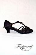 Lateinschuh TW0042LA - Damen Latein Tanzschuh elegant T-Steg Satin schwarz Riemchen 1