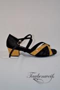 Mädchenschuhe TW0002MA - Mädchenschuhe Tanzen schwarz Gold Glitzer niedriger Absatz 1