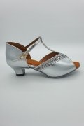 Lateinschuh TW0060LA - Damen Latein Tanzschuh Salsa elegant silber Glitter T-Steg 1