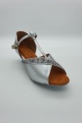 Lateinschuh TW0060LA - Damen Latein Tanzschuh Salsa elegant silber Glitter T-Steg 2