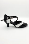 Lateinschuh TW0070LA - Damen Latein Tanzschuh Pumps Tango schwarz/weiß Kreuzristriemchen 1