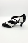 Lateinschuh TW0070LA - Damen Latein Tanzschuh Pumps Tango schwarz/weiß Kreuzristriemchen 3