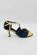 Lateinschuh TW0090LA - Damen Latein Tanzschuh Pumps Kreuzristriemchen schwarz gold 1