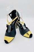 Lateinschuh TW0090LA - Damen Latein Tanzschuh Pumps Kreuzristriemchen schwarz gold 4