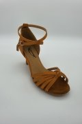 Lateinschuh TW0085LA - Damen Latein Tanzschuh Sandalette Satin Hautfarbe Riemchen Knoten 2