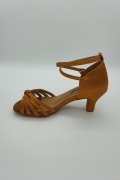 Lateinschuh TW0085LA - Damen Latein Tanzschuh Sandalette Satin Hautfarbe Riemchen Knoten 3