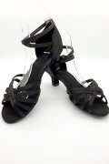 Tanzschuhe D0004LA - Damen Latein Tanzschuh Sandalette Satin schwarz Salsa Riemchen 4