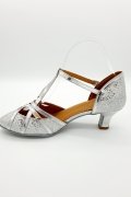 Tanzschuhe D0007LA - Damen Latein Tanzschuh Pumps Tango silber glitter Fersenriemchen 3