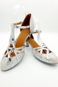 Tanzschuhe D0007LA - Damen Latein Tanzschuh Pumps Tango silber glitter Fersenriemchen 4