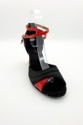 Tanzschuhe D0008LA - Damen Latein Tanzschuh Sandalette Satin schwarz rot Salsa Riemchen 2
