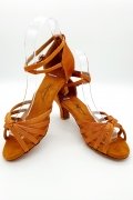 Tanzschuhe D0012LA - Damen Latein Tanzschuh Sandalette Satin Hautfarbe Salsa Riemchen 4