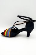 Tanzschuhe D0014LA - Damen Latein Tanzschuh Sandalette Satin schwarz bunt Salsa Riemchen 3