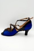 Tanzschuhe D0015LA - Damen Latein Tanzschuh Sandalette Satin Lack blau schwarz Salsa 3