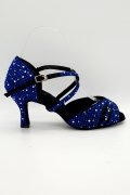Tanzschuhe D0021LA - Damen Latein Tanzschuh Sandalette Strass glitzer blau Salsa 1