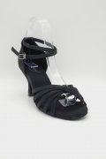 Tanzschuhe D0025LA - Damen Latein Tanzschuh Sandalette Satin schwarz Salsa Riemchen 2