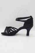 Tanzschuhe D0025LA - Damen Latein Tanzschuh Sandalette Satin schwarz Salsa Riemchen 3