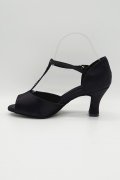 Tanzschuhe D0026LA - Damen Latein Tanzschuh Sandalette T-Steg Satin schwarz Strass Salsa 3