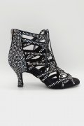 Tanzschuhe D0027LA - Damen Latein Tanzschuh Ankle Boots schwarz Strass Salsa 1