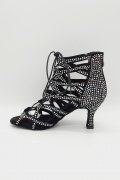 Tanzschuhe D0027LA - Damen Latein Tanzschuh Ankle Boots schwarz Strass Salsa 3