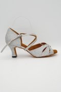 Tanzschuhe D0028LA - Damen Latein Tanzschuh Sandalette silberglitter Salsa Kreuzristriemchen 1