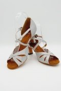 Tanzschuhe D0028LA - Damen Latein Tanzschuh Sandalette silberglitter Salsa Kreuzristriemchen 4