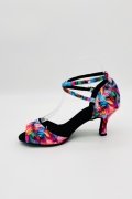 Tanzschuhe D0030LA - Damen Latein Tanzschuh Sandalette Salsa Blumendruck floral bunt 3