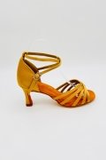 Tanzschuhe D0032LA - Damen Latein Tanzschuh Sandalette Satin beige Salsa Riemchen 1