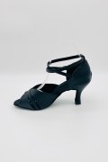 Tanzschuhe D0034LA - Damen Latein Tanzschuhe elegant schwarz Echtleder Fesselriemchen 3