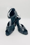 Tanzschuhe D0034LA - Damen Latein Tanzschuhe elegant schwarz Echtleder Fesselriemchen 4