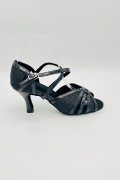 Tanzschuhe D0035LA - Damen Latein Tanzschuhe elegant schwarz Lackleder Fesselriemchen 1