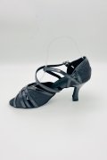 Tanzschuhe D0035LA - Damen Latein Tanzschuhe elegant schwarz Lackleder Fesselriemchen 3