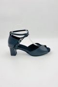 Tanzschuhe D0036LA - Damen Latein Tanzschuh Pumps Tango Blockabsatz schwarz Leder Fesselriemchen 1