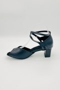 Tanzschuhe D0036LA - Damen Latein Tanzschuh Pumps Tango Blockabsatz schwarz Leder Fesselriemchen 3