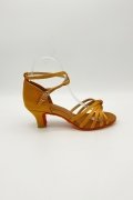 Tanzschuhe D0037LA - Damen Latein Tanzschuh Sandalette Satin beige Salsa Riemchen 1