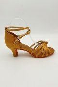 Tanzschuhe D0037LA - Damen Latein Tanzschuh Sandalette Satin beige Salsa Riemchen 4