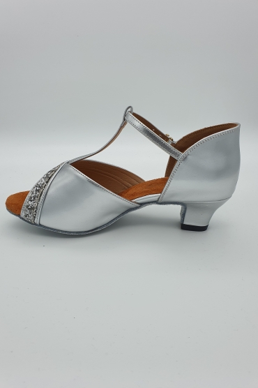 Lateinschuh TW0060LA - Damen Latein Tanzschuh Salsa elegant silber Glitter T-Steg 3