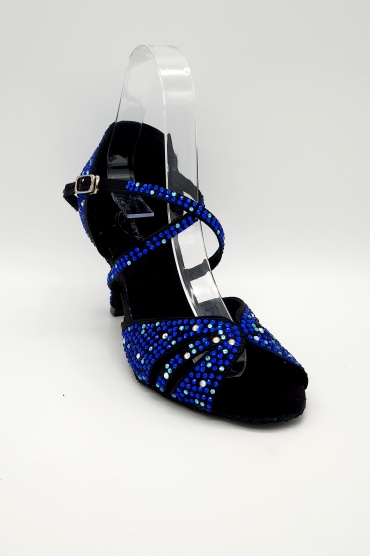 Tanzschuhe D0021LA - Damen Latein Tanzschuh Sandalette Strass glitzer blau Salsa 2